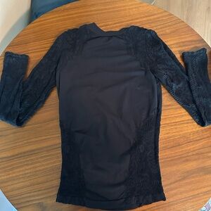 Free People Black Lace Detail Top